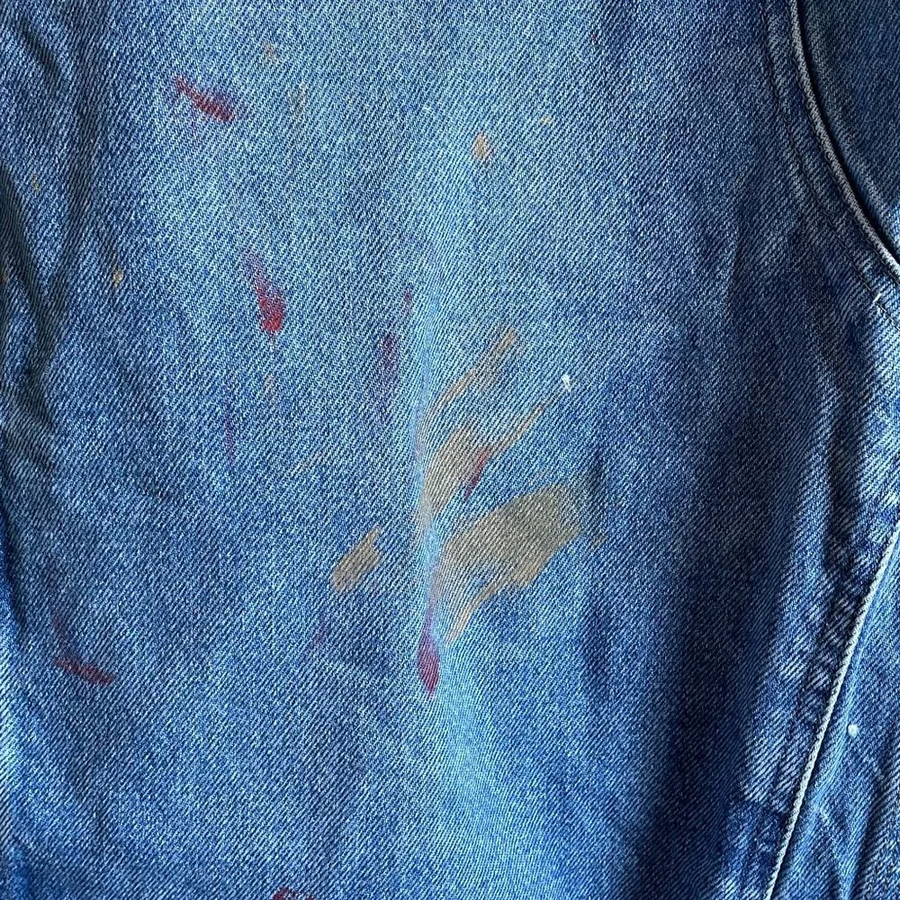 Carhartt Jeans Double Front Knee Washed Logger Denim Distressed Paint Grunge